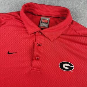 Vintage Team Nike‎ Georgia Bulldogs Polo Shirt Red Men's S UGA Football Fit Dry